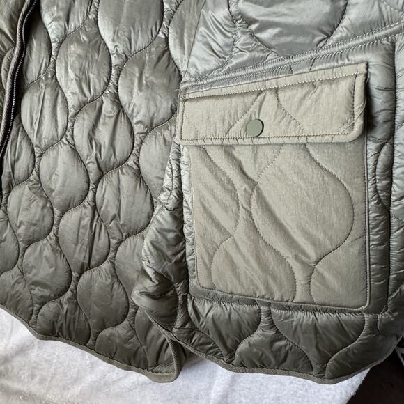 And Now This Women Jacket NEW Plus 2X Green Reversible Collarless Quilted Nylon - Picture 5 of 11